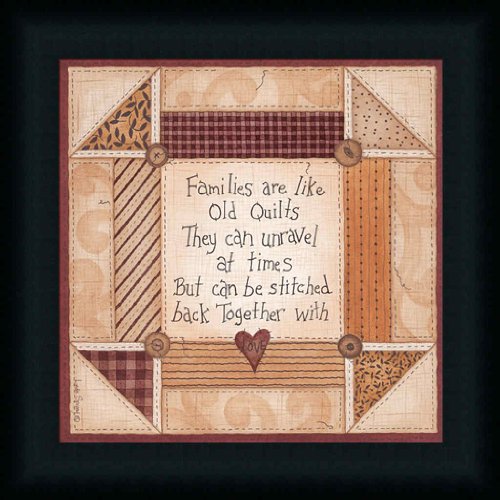 Families Are Like Old Quilts by Linda Spivey Country Quote Art Print Framed