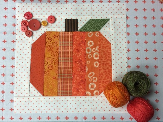 Strippy Pumpkin Quilt Block