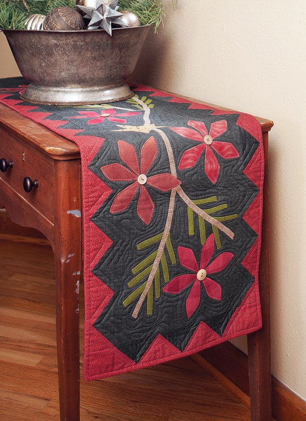 Poinsettia and Pine Table Runner