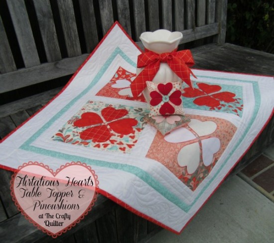 Flirtatious Hearts Table Topper and Pincushions