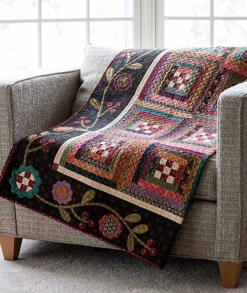 We love the cozy dark fabrics that Kim chose, but can also imagine this quilt sewn up with brighter fabrics.