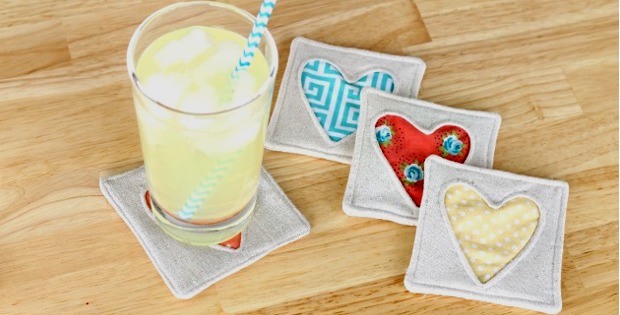 Simple Fabric Heart Coasters