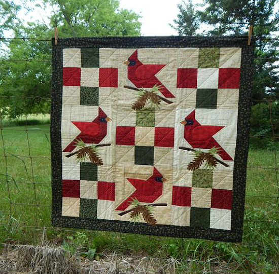 GONE - Winter Cardinal Pair Quilt Panel by David Textiles