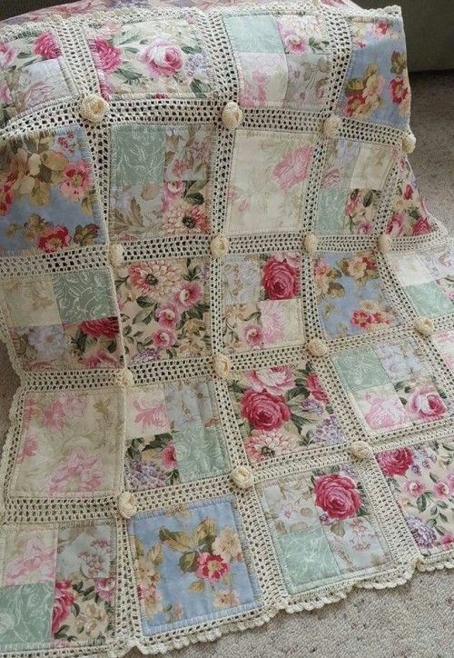 Crochet and Fabric Quilt