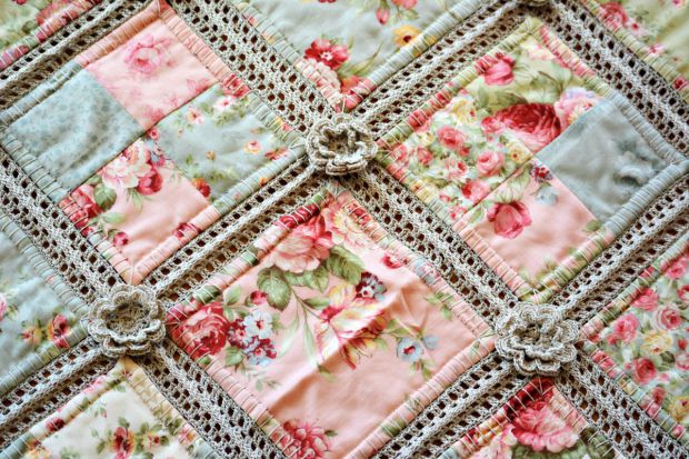 Crochet and Fabric Quilt