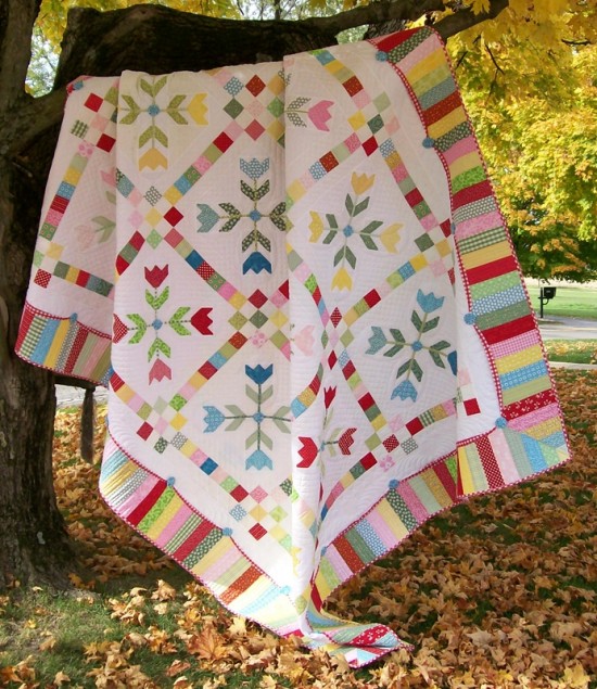 Promenading Tulips Quilt