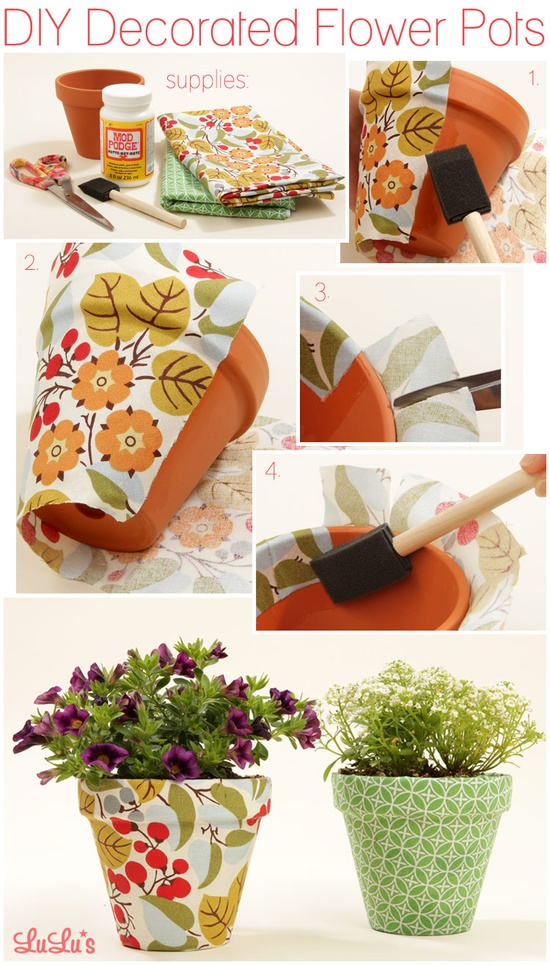 DIY Fabric Covered Pots 