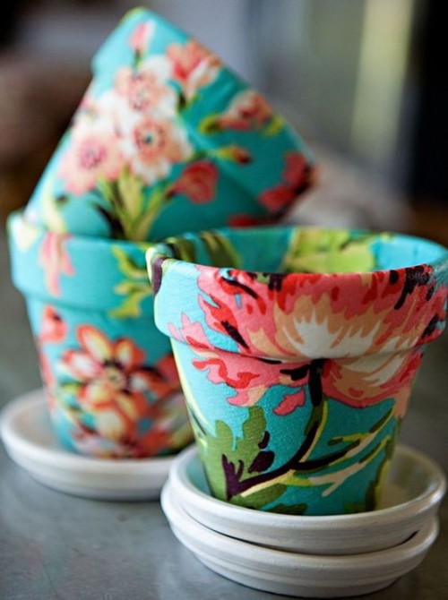 DIY Fabric Covered Pots 