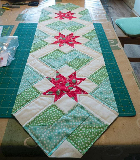 Stars in the Garden Quilted Table Runner 20x45