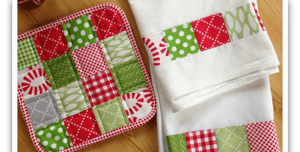 Patchwork Towels and Pot Holders Set