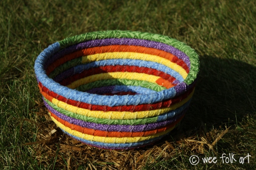 market bag- clothesline cord wrapped with fabric  Coiled fabric basket,  Fabric baskets, Coiled fabric bowl