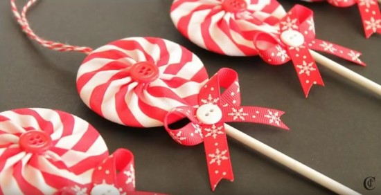 Fabric Peppermint Lollipop Ornaments