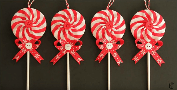 Fabric Peppermint Lollipop Ornaments