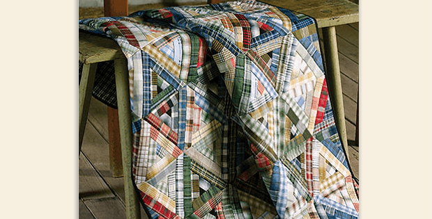 Modified Log Cabin Quilt in Plaids