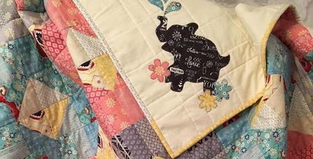 Peek A Boo Pachyderm Baby Quilt