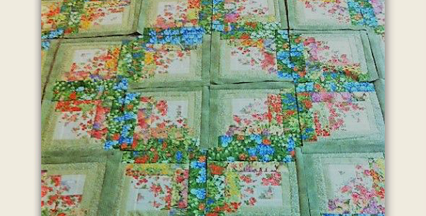 Watercolor Style Log Cabin Quilt