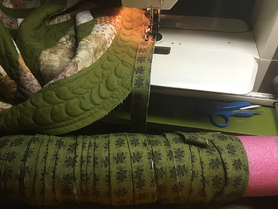 Use a Pool Noodle for Holding the Binding of a Quilt
