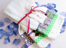 Kitchen Towels with Ribbon and Fabric Borders