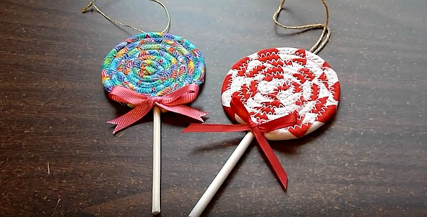 Fabric Lollipop Christmas Ornament