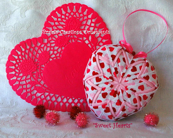 No Sew Ornament Red Heart Ornament Heart Heart Ornament Quilted Heart Valentine Heart Valentine Gift Quilted Ornament