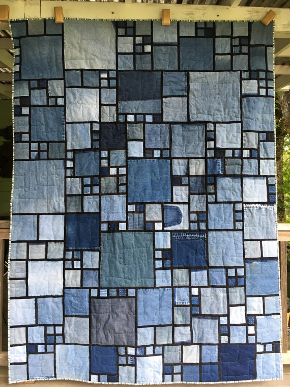 Stained Glass Denim Quilt Pattern