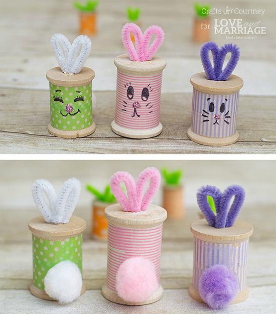 Make Cute Easter Bunnies from Wooden Spools