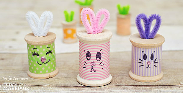 Make Cute Easter Bunnies from Wooden Spools