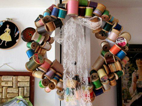 Wreath Made from Spools of Thread