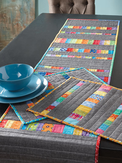 Color Streaks Runner and Place Mats Pattern