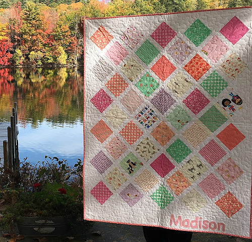 Lattice Baby Quilt - Perfect for using 5 Charm Squares - Diary of