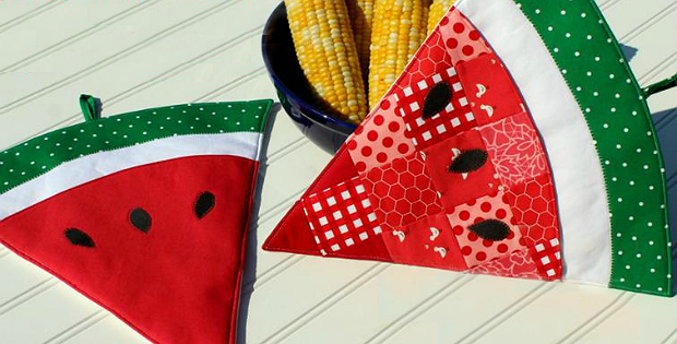 Patchwork Watermelon Potholder Oven Mitt Pattern