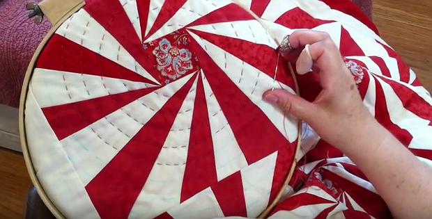 A Quick Demo of Big Stitch Hand Quilting