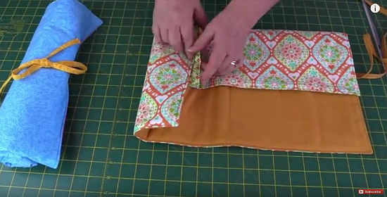 Easy to Make Sewing/Craft Tools Roll-up Holder Using 3 Fat Quarters -  Alanda Craft