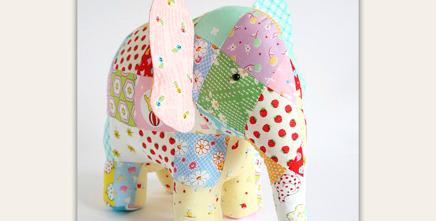 Patchwork Stuffed Elephant