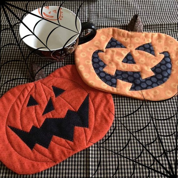 Pumpkin Heads Halloween Mug Mats Pattern