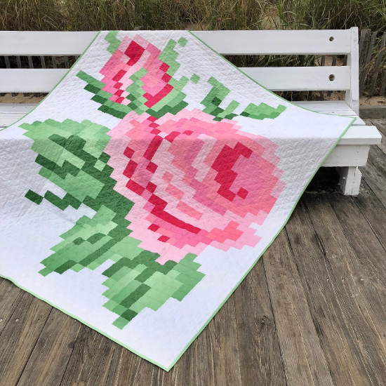 Pixelated Rose Quilt Pattern