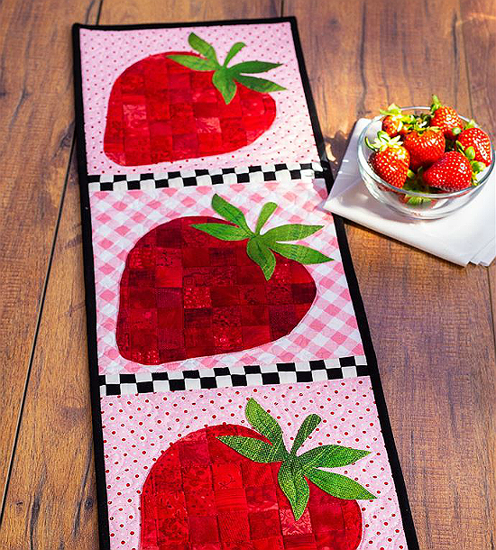 Patchwork Accent Table Runner - Strawberries Pattern