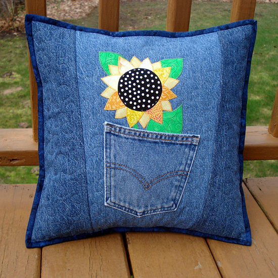 Patchwork Denim Pillow Cover Recycled Jeans Pillow Case 