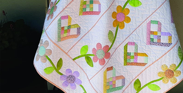 Hearts and Flowers Lap Quilt Pattern