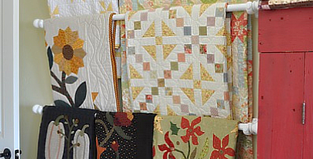 Curtain Rod Quilt Display