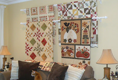 Curtain Rod Quilt Display