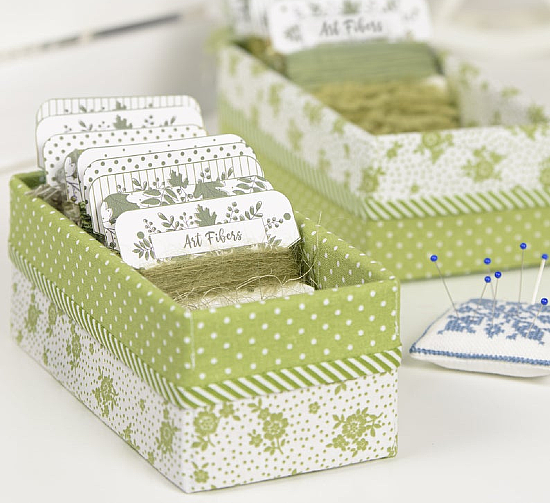Fabric Baskets and Ribbon Cards Pattern