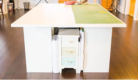 How to Make a DIY Cutting Table with Batting Roll Storage - Quilters Candy