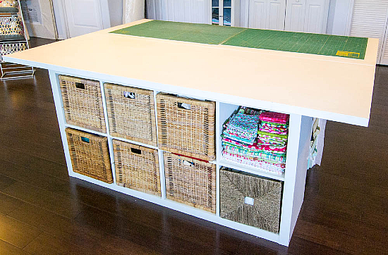 How to Make a DIY Cutting Table with Batting Roll Storage - Quilters Candy