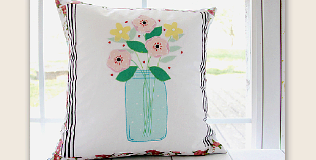 Mason Jar Flower Vase Pillow Tutorial