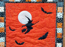 Halloween Witch and Bats Quilted Wall Hanging or Table Topper Pattern