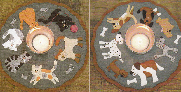 Cute Cat and Dog Candle Mat Patterns