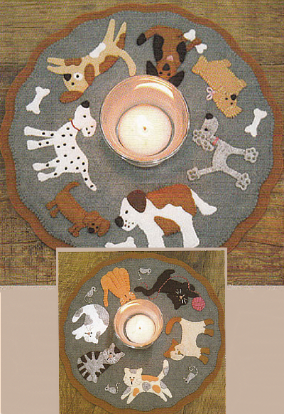 Cute Cat and Dog Candle Mat Patterns