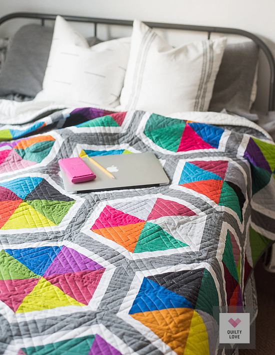 Triangle Hexies Quilt Pattern 