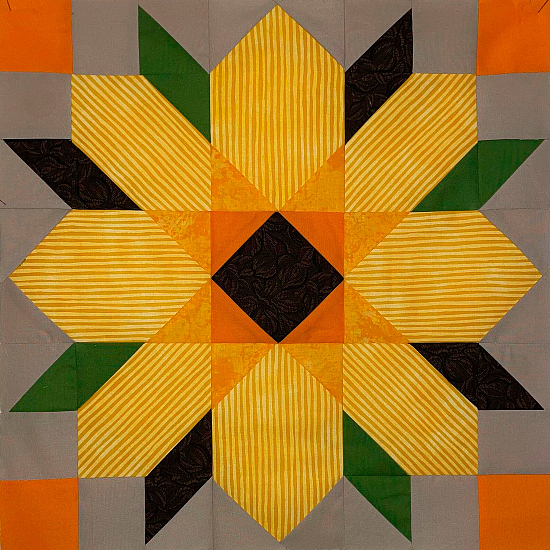 Barn Sunflower Quilt Block Pattern 